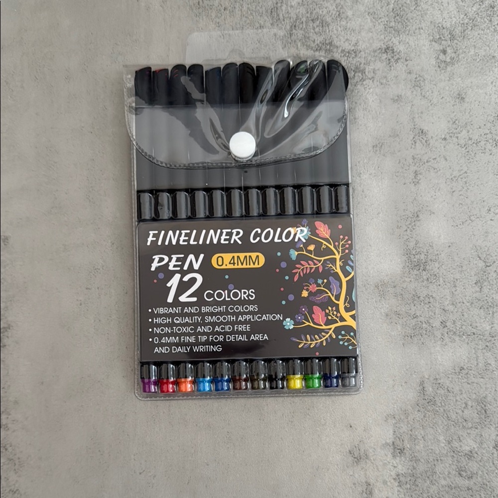 Fineliner Color Pen Set - 12 Vibrant Colors